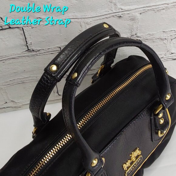 COACH 'GABRIELLE' POCHETTE BAG LEATHER STRAP GOLD CREED - Picture 13 of 16